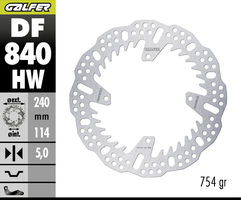 DISCO DE FRENO GALFER WAVE W TRASERO DF840HW