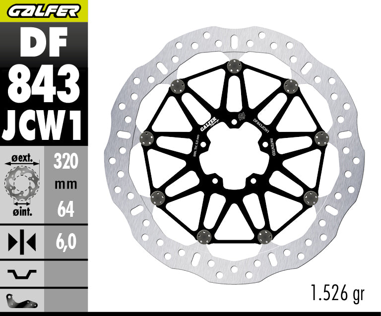DISCO DE FRENO FLOTANTE GALFER RACING JCW1 DELANTERO DF843JCW1G03