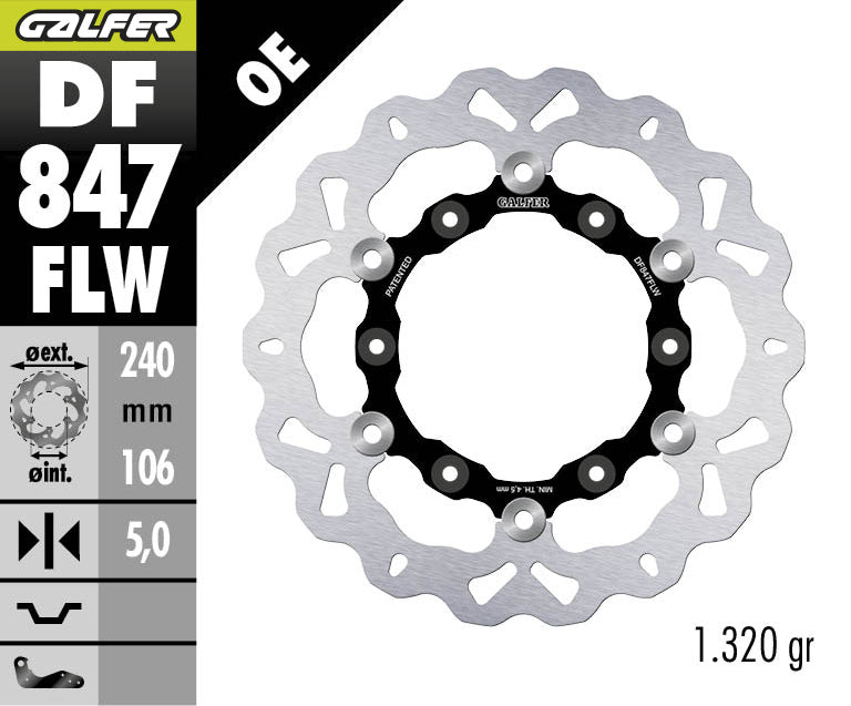 DISCO DE FRENO GALFER WAVE W TRASERO DF847FLW