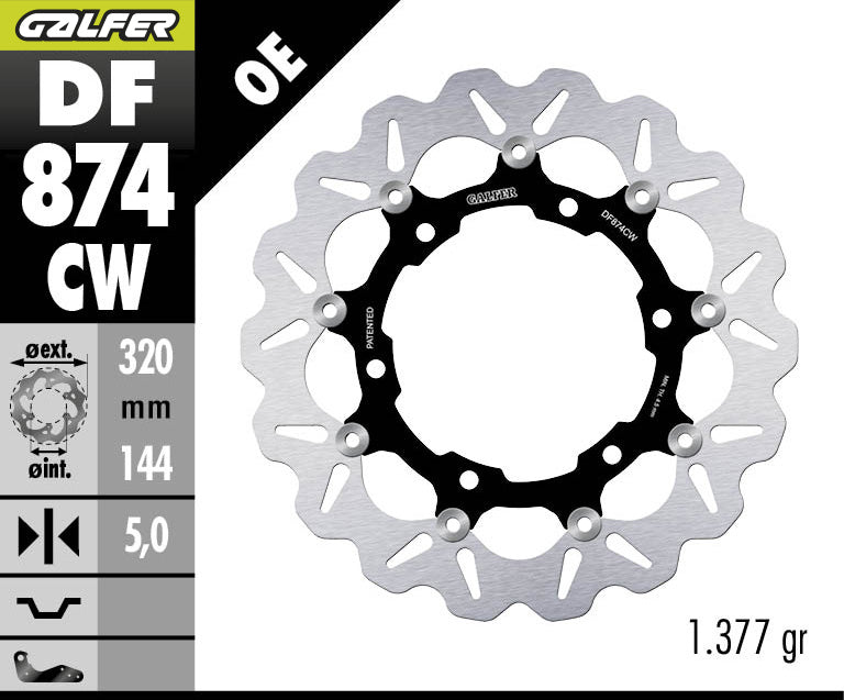 DISCO DE FRENO GALFER WAVE W DELANTERO DF874CW
