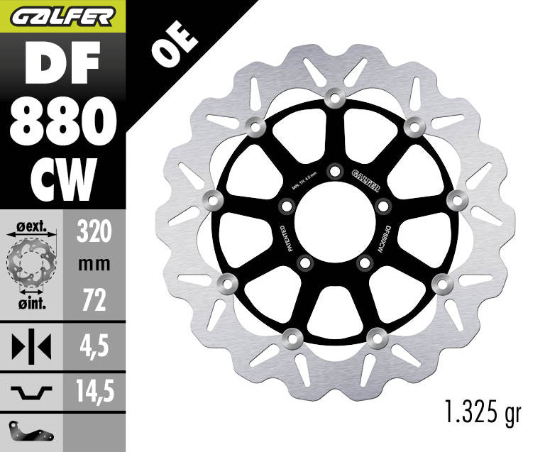 DISCO DE FRENO GALFER WAVE W DELANTERO DF880CW