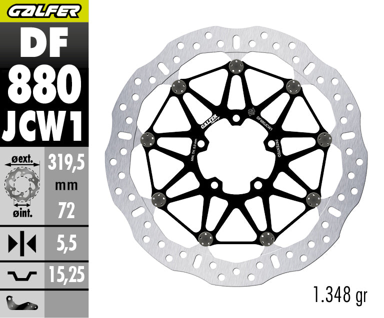 DISCO DE FRENO FLOTANTE GALFER RACING JCW1 DELANTERO DF880JCW1G03