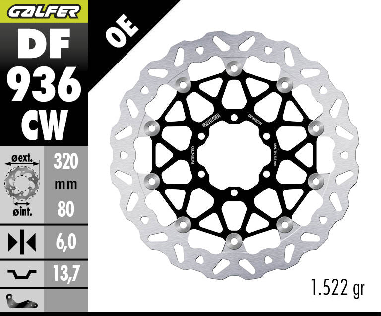 DISCO DE FRENO GALFER WAVE W DELANTERO DF936CW