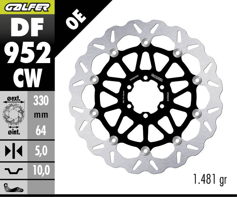 DISCO DE FRENO GALFER WAVE W DELANTERO DF952CW