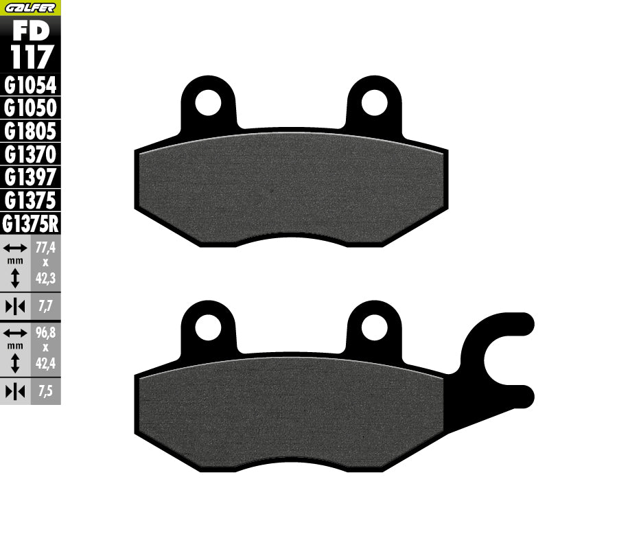 PASTILLAS DE FRENO GALFER SEMI SINTERIZADAS FD117G1050