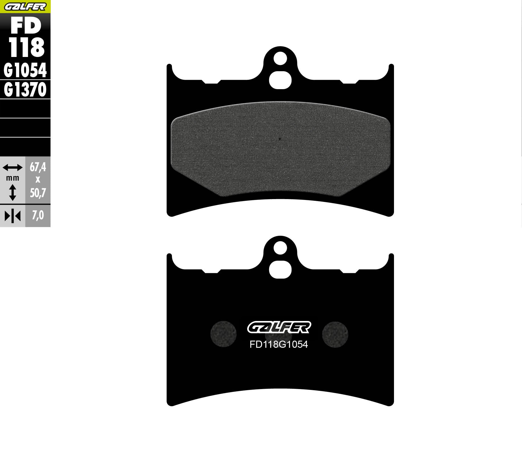 PASTILLAS DE FRENO GALFER SEMI SINTERIZADAS FD118G1054