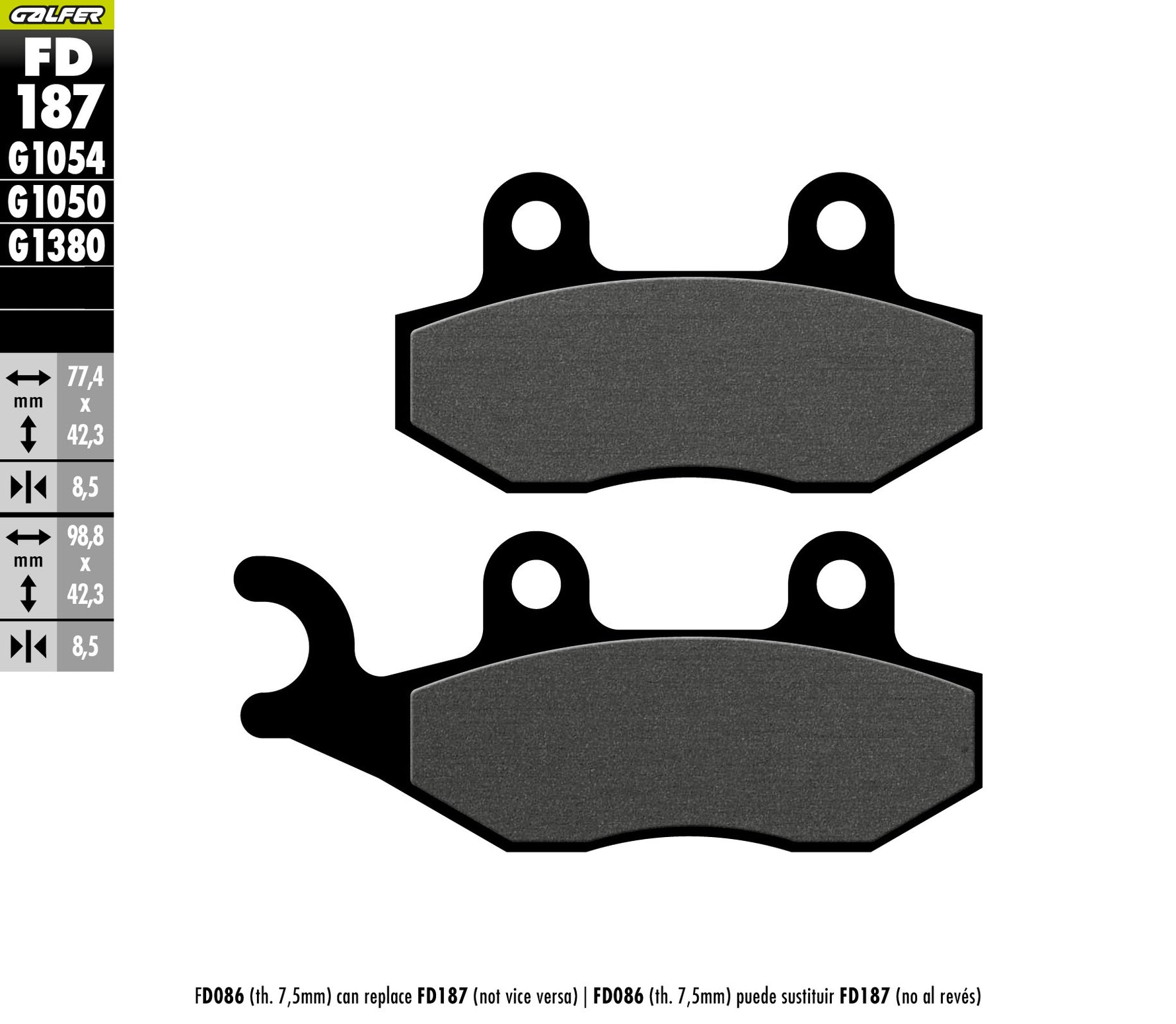 PASTILLAS DE FRENO GALER SEMI SINTERIZADAS FD187G1054